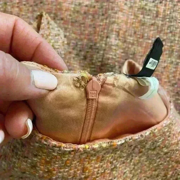 Women’s Sleeveless Winter Tailored‎ Tweed Midi Peach Pastel Classic Dress size4 - Picture 4 of 16